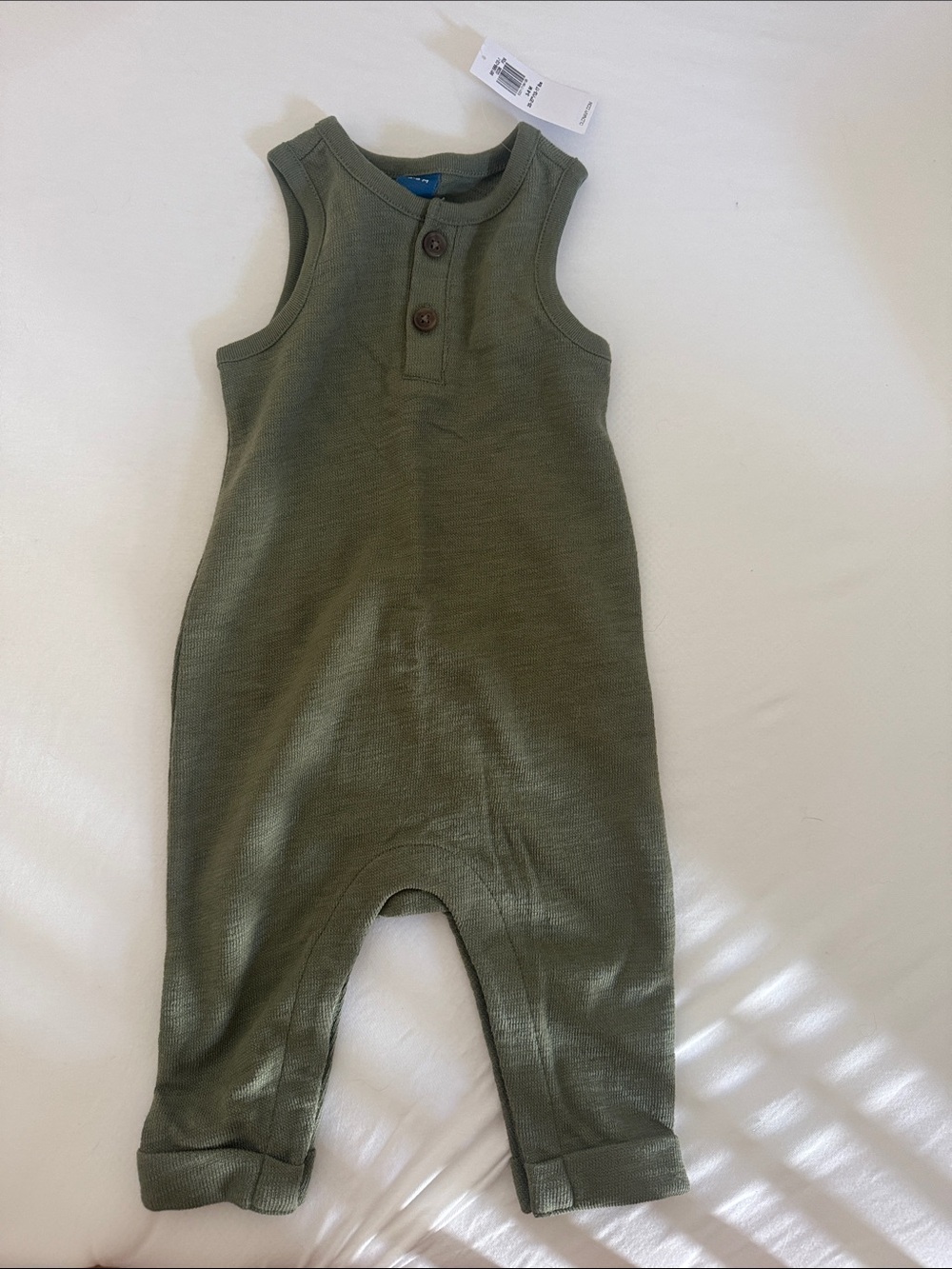 Old Navy Olive Green Button-Front Sleeveless Baby Romper